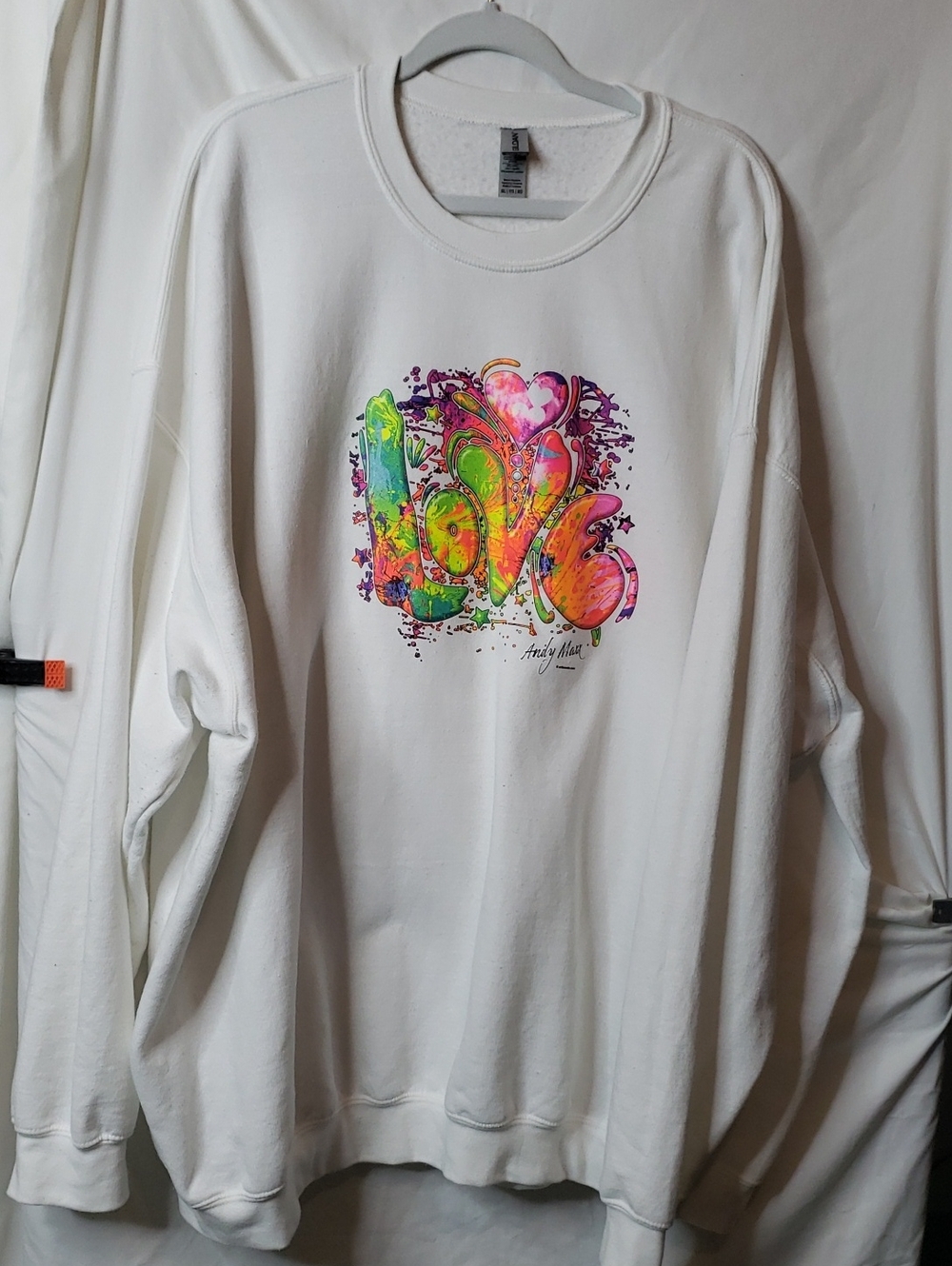 Colorful Love Graphitti Graphic Gildan White Heavy Blend Sweatshirt Unisex 5XL
